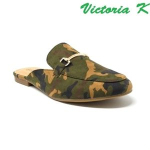 Women Slip-on Mules Slippers, HK-7083, Dark Green